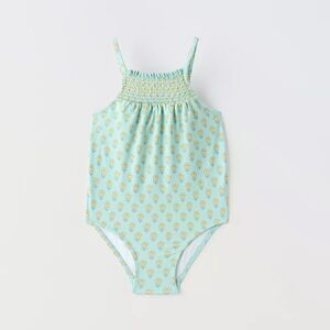Zara baby Aqua Smocked One-Piece swimsuit